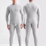 Men's Pure Cotton Mid-Neck Thin Base-Layer Seamless Comfort Thermal Sets