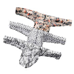 3 Pack Men's Ice-Silk Leopard Mesh Thong with Double-Lined Crotch