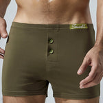 2 Pack Men's Premium Cotton Lightweight & Airy Button Fly Comfy Waistband Trunks