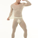 Men's Ultra-Thin Ice Silk Sheer Sensual Seamless Activewear Tops & Tights