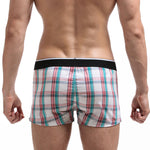 2 Pack Men's Trendy Plaid Design Zero-Irritation Cooling Airflow Supportive Boxers Shorts