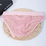 2 Pack Men's Stretch Solid Color Sexy Crotch Single-Layer Briefs with Support Ring
