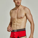 Men's Spliced Color Trunks With Button Fly