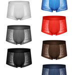 2-pack Men's Ice Silk Breathable Printed Hollow Boxer Briefs