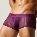 3 Pack Men's Striped Mesh Trunks with Comfort Pouch