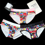 2 Pack Men's Stretch Fit Doodle Print Low-Rise Briefs