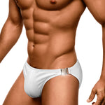 Men's Quick-Dry Odor-Control Solid Color Side Snap Swim Briefs