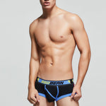2 Pack Men's Cotton Sport Trunks with U-Pouch & Color-Block Design
