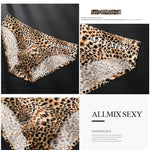 3 Pack ALLMIX Men's 3D Pouch Sexy Leopard Print Ice Silk Briefs