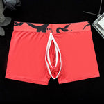 Men's Detachable Pouch Easy-Access Open Fly Modal Split-Crotch Boxers Briefs
