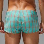 2 Pack Men's Cotton Plaid Boxers with 3D U-Pouch and Button Fly