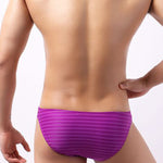 4 Pack Men's U-Pouch Striped Low-Rise Breathable & Sexy Briefs