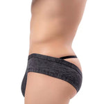 2 Pack Men's Low Rise Back Hollow 3D U-convex Large Pouch T-Back Briefs