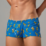 2 Pack Men's Low-Rise Cotton Boxer Shorts with Playful Print