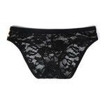 2 Pack Men's Low-Rise Lace-Patched Leopard Print sheer Stretch U-Pouch Bikini