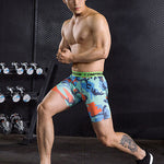 3 Pack Men's Trendy Prints Quick-Dry High-Stretch Snug Fit Activewear Tights