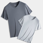 60S Double-Sided Modal Fashion V-neck Men's Solid Color Short-Sleeved T-shirt