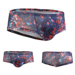Men's Sexy Botanical Printed Mesh Underwear