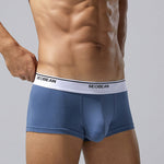 2 Pack Men's Cotton-Spandex Blend Solid Color Elastic Breathable Trunks