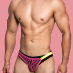 2 Pack Men's Low Waist Sexy Mesh Breathable Sports Transparent Briefs