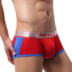 2 Pack Men's Color Block U-Pouch Mid-Rise Sporty Trunks