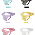 3 Pack Men's Low Waist Transparent Sexy Large Pouch Ice Silk Thong