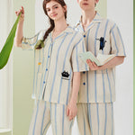 Ultra-Soft Cotton Thin Long-Sleeve Striped Lightweight Luxury Soft Pajama Sets