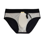 Men's Padded Solid Drawstring Swimsuit Bikini Briefs