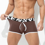 2 Pack Men's Sexy Modal Trunks with Open Front & Back and Removable Pouch