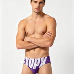 2 Pack Men's Low-Rise Printed Quick-Dry Seamless Comfort Swim Briefs