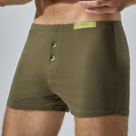 2 Pack Men's Premium Cotton Lightweight & Airy Button Fly Comfy Waistband Trunks