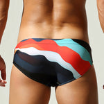Men's Breathable Fashion Rainbow Stripe Beach Vacation Swim Briefs