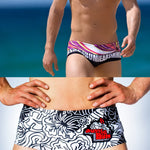 Men's Quick-Dry Low-Rise Alphabet Print Swim Briefs