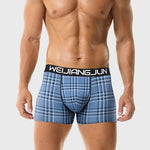 2 Pack Men's Grid Print Breathable Antibacterial Soft Cotton Trunks