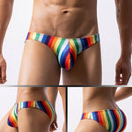 4 Pack Men's Low Rise Print U-Pouch Moisture Wicking Bikinis