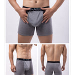 2 Pack Men's Solid Color Bullet Separated U-Pocket Plush Boxer Briefs