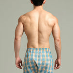 2 Pack Men's Cotton Plaid Boxers with Side Opening and Relaxed Elastic Waistband