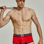 Men's Spliced Color Trunks With Button Fly