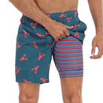 Men's Quick-Dry Digital Print Double-Layer Board Shorts
