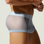 2 Pack Men's Stay-Put Fit Lightweight & Airy Solid Color Semi-Transparent Trunks