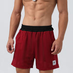 Men's Mesh-Lined Double-Layer Sports Fitness Breathable Sweat-Wicking Quick-Dry Shorts