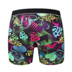 4 Pack Men's Graffiti Cartoon Print Skin-Friendly Mid-Rise Boxer Briefs