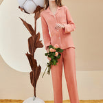 Double-layered Crepe 100% Cotton Solid Color Couple Pajamas Set