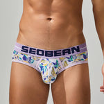 2 Pack Men's Stylish Prints Skin-Friendly & Stretch Fit Briefs