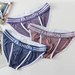 3 Pack Men's High-Cut Sexy Comfortable U-Convex Breathable Briefs