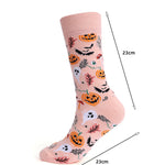 4 Pairs Pumpkin Personality Skeleton Cartoon Trendy Cotton Crew Socks