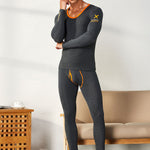 Men's Splicing Lines Cotton Thermal Underwear Set