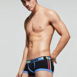 2 Pack Men's Cotton Sport Trunks with U-Pouch & Color-Block Design