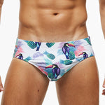 Men's Quick-Dry Printed UV Protection No-Slip Elastic Swim Briefs