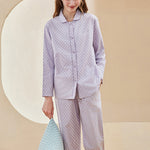 Woven Yarn-dyed Checkerboard Couple Cotton Comfortable Pajama Sets